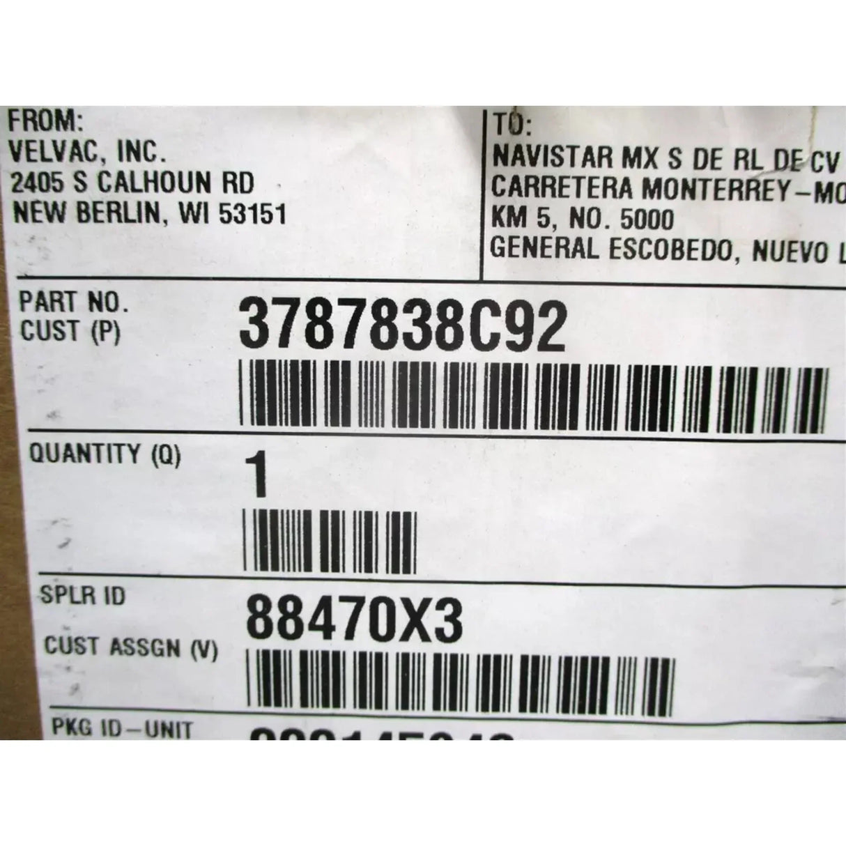 3787838C92 International Chrome Left Hand Hood Mirror - Truck To Trailer