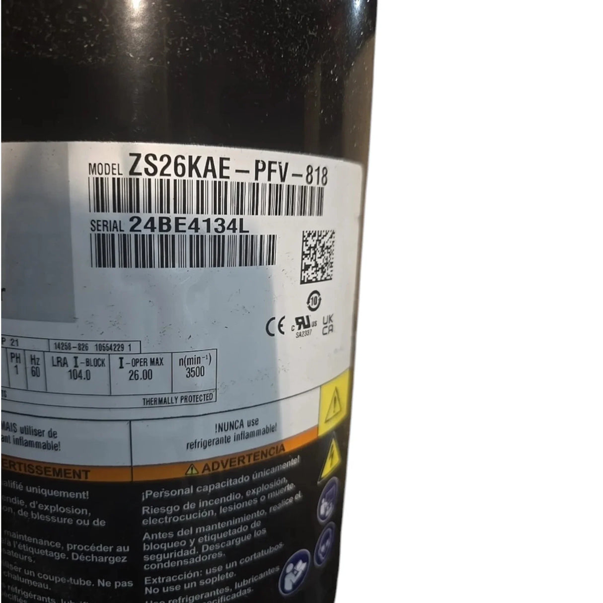ZS26KAE-PFV-818 Genuine Copeland Scroll Compressor - Truck To Trailer