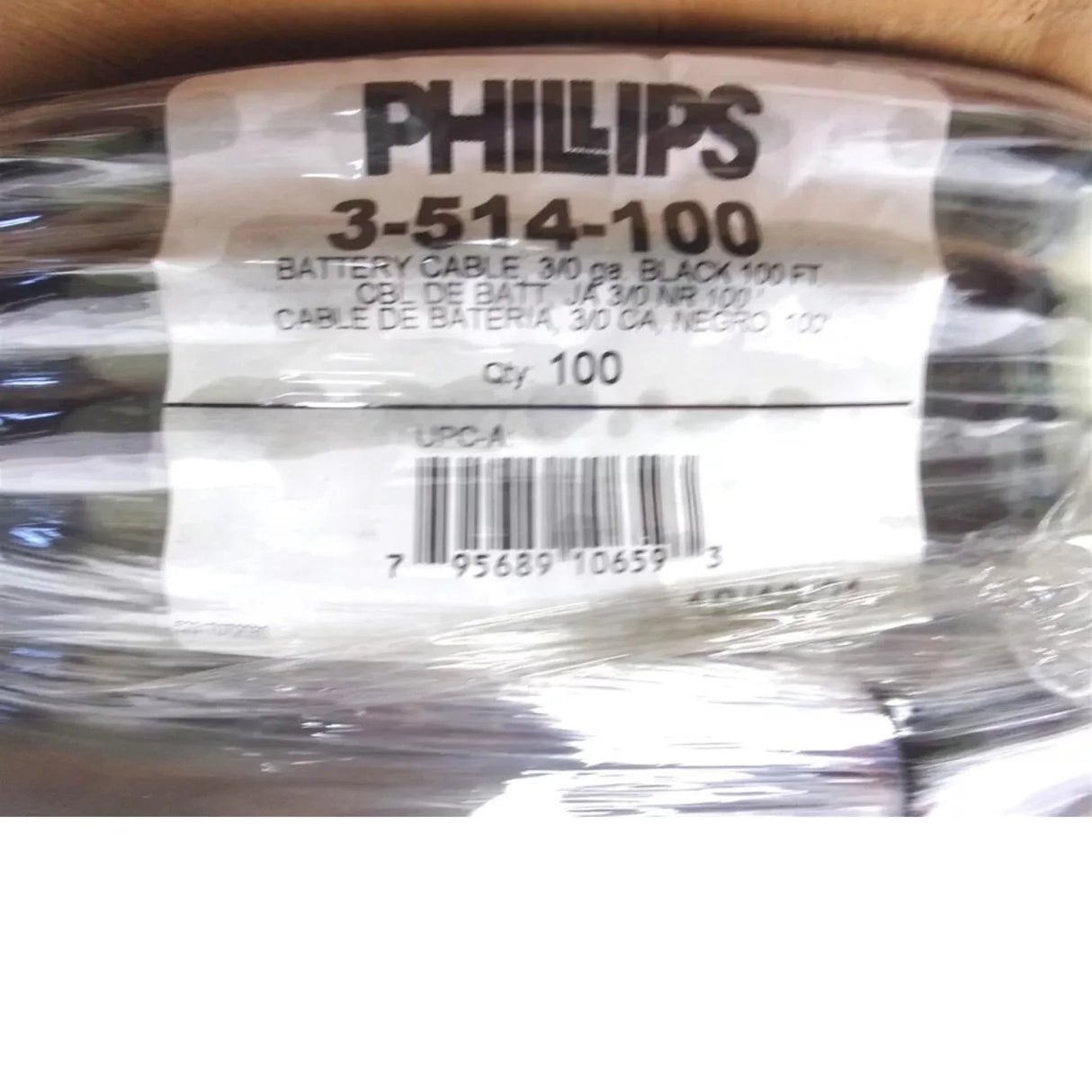 3-514-100 Phillips Battery Cable 3/0 Gauge Black 100 Spool - Truck To Trailer