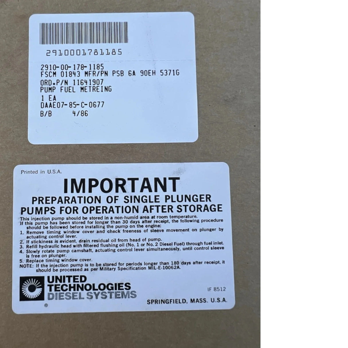 11641907-LDS465-2 Genuine United Technologies Fuel Pump - Truck To Trailer