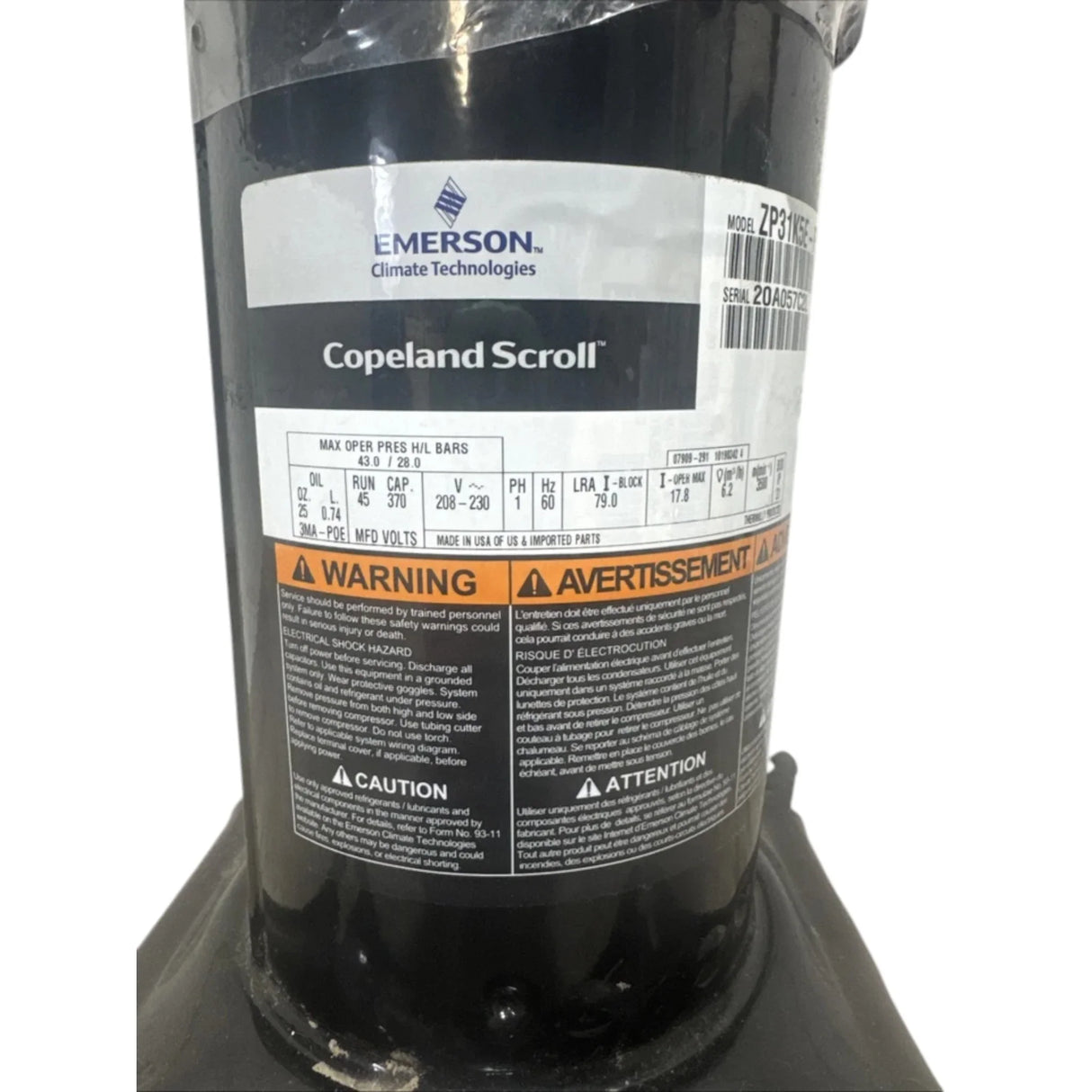 ZP31K5E-PFV-7M2 Copeland Scroll Compressor - Truck To Trailer