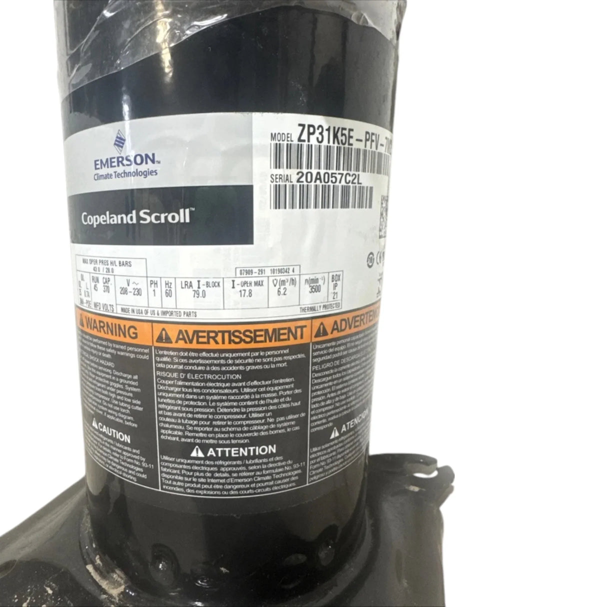 ZP31K5E-PFV-7M2 Copeland Scroll Compressor - Truck To Trailer