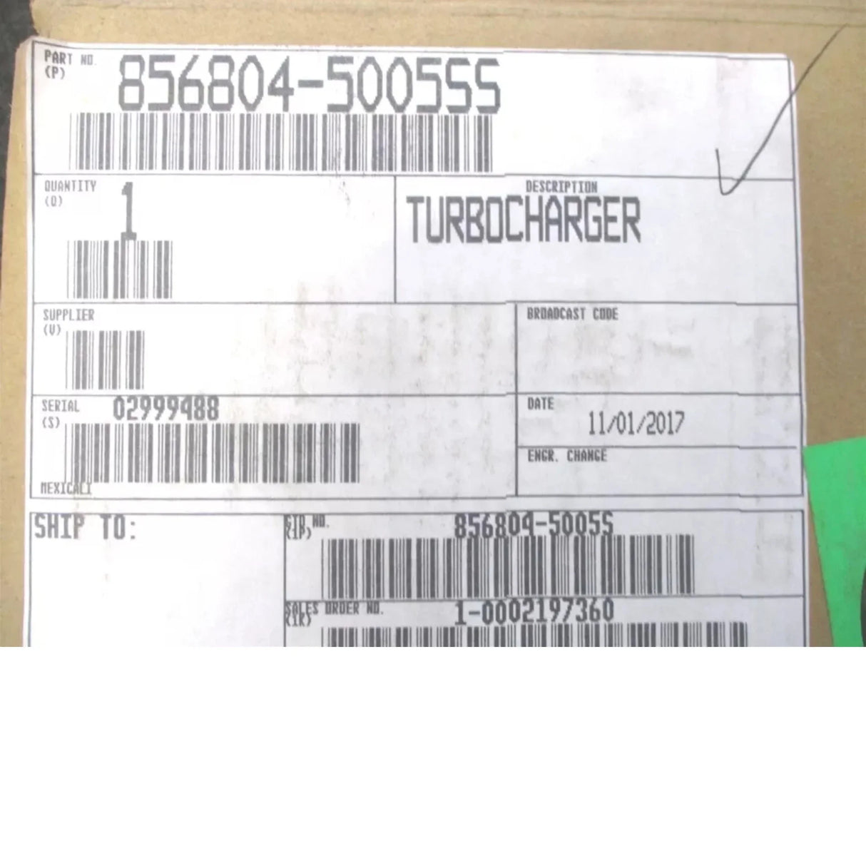 856804-5005S Garrett Turbo Assembly Kit GEN2 GTX3584RS 1.01 A/R - Truck To Trailer