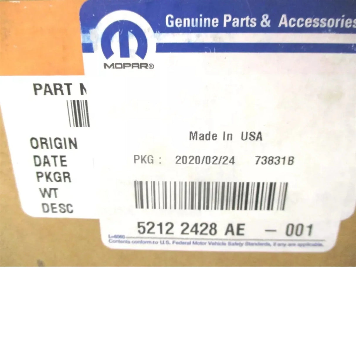 52122428AE Mopar Fuel Supply Tube - Truck To Trailer