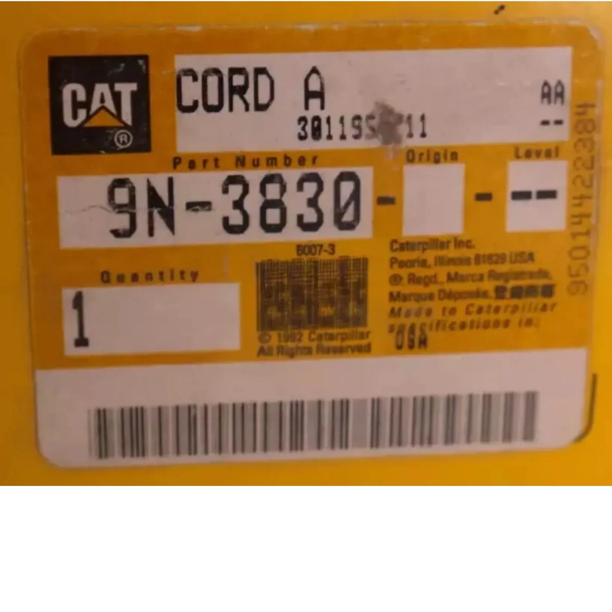 9N-3830 Genuine Cat Wires Heater Cord - Truck To Trailer