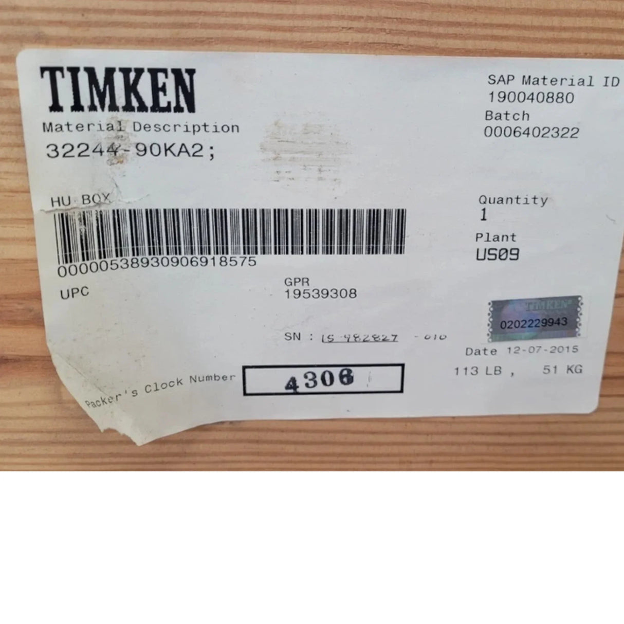 32244-90KA2 Genuine Timken Tapered Roller Bearing - Truck To Trailer