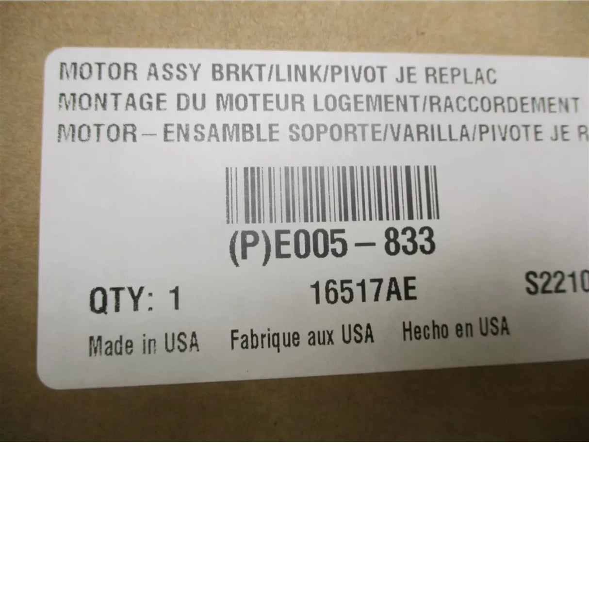 E005-833 Paccar Windshield Wiper Motor - Truck To Trailer