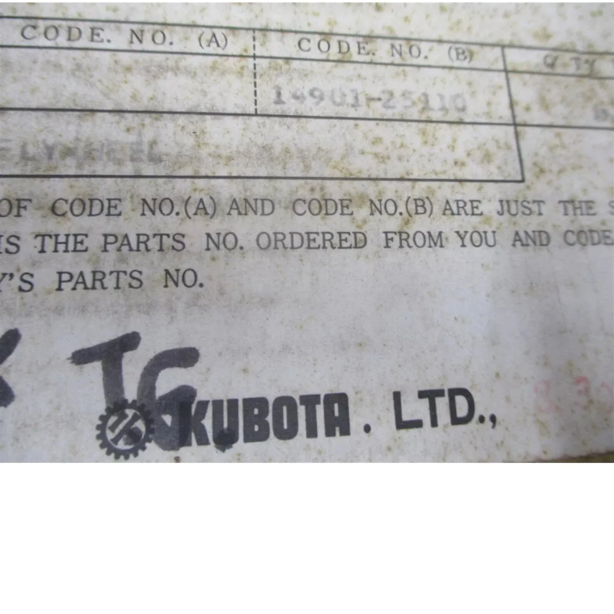 14901-25110 Kubota Engine Flywheel RK95 - Truck To Trailer