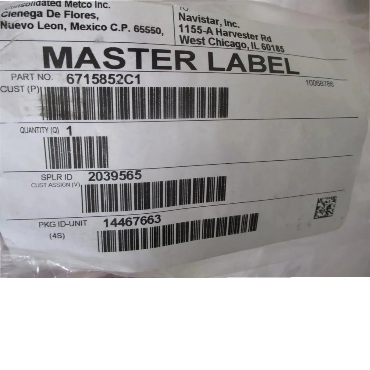 6715852C2 International Overhead Compartment Panel W/Lanyard Single Speaker - Truck To Trailer