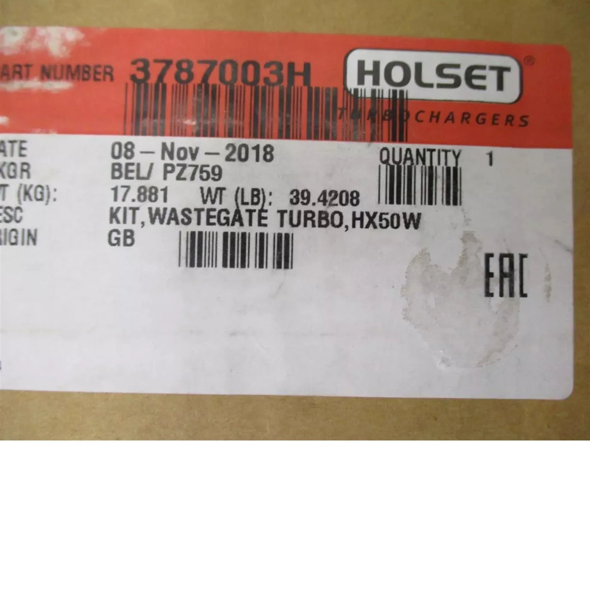 3787003H Holset Wastegate Turbocharger HX50W - Truck To Trailer