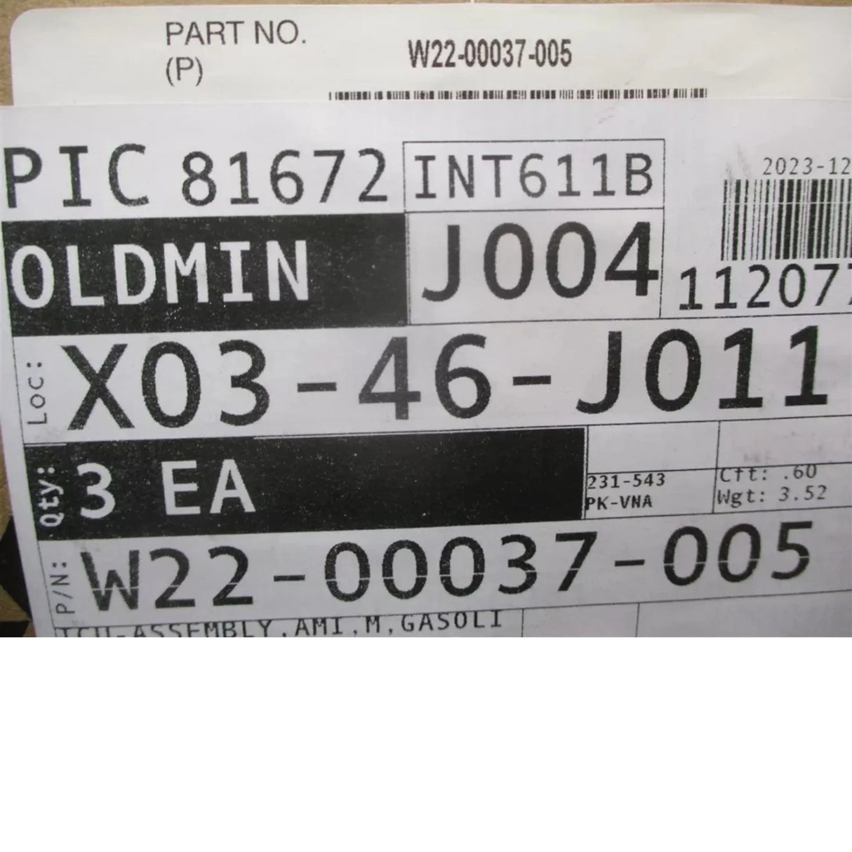 W22-00037-005 Freightliner Instrument Control Unit - Panel, Assembly - Truck To Trailer