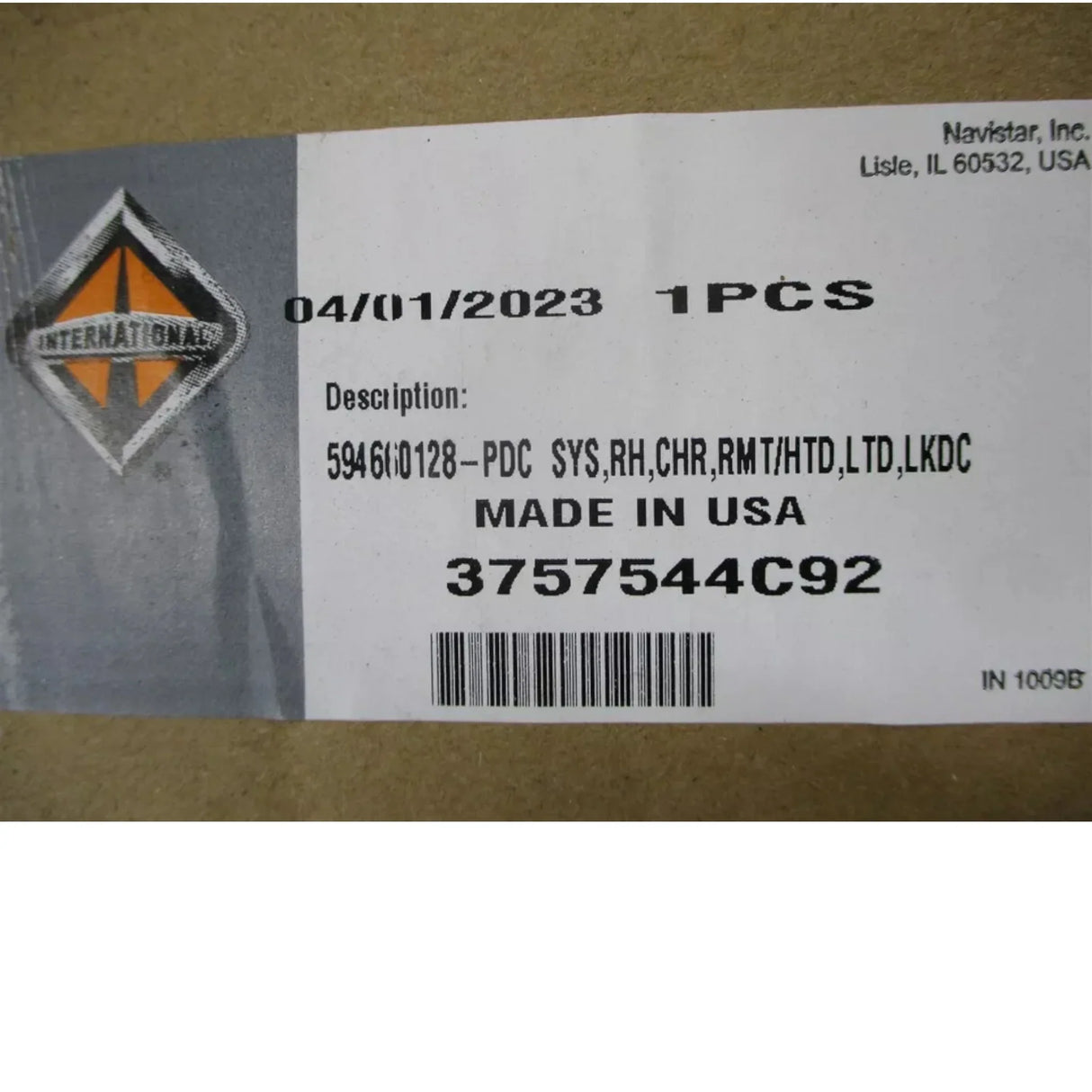 3757544C92 International Mirror Rear View Remote Heated Chrome LTD Right Hand Look Down Mirror - Truck To Trailer