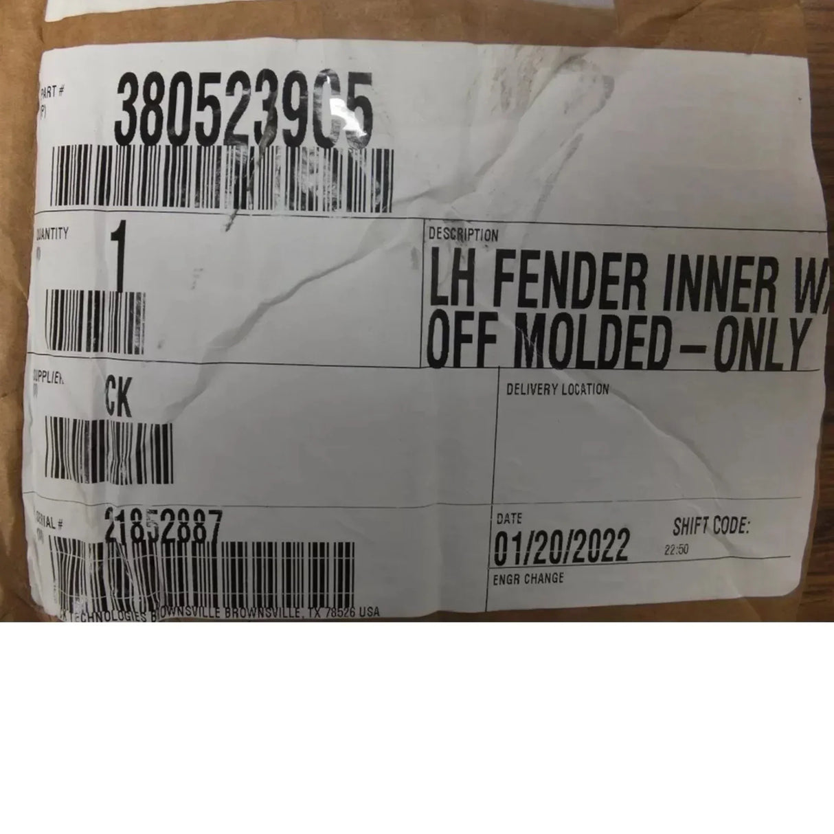 3805239C4 International Extension Fender Front Inner Left - Truck To Trailer
