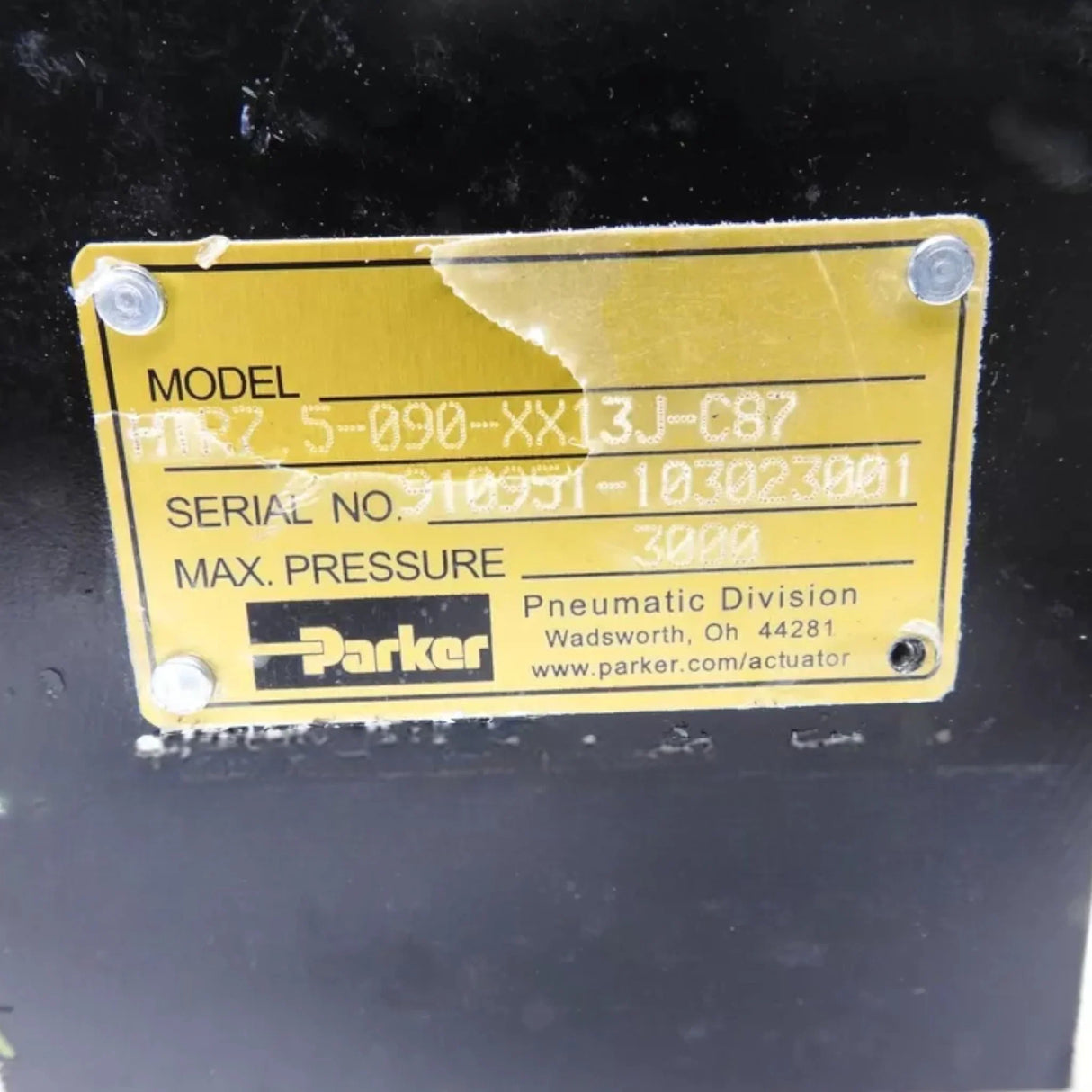 HTR7.5-090-XX13J-C87 Parker Hydraulic Rotary Actuator 3000 PSI - NOB - Truck To Trailer