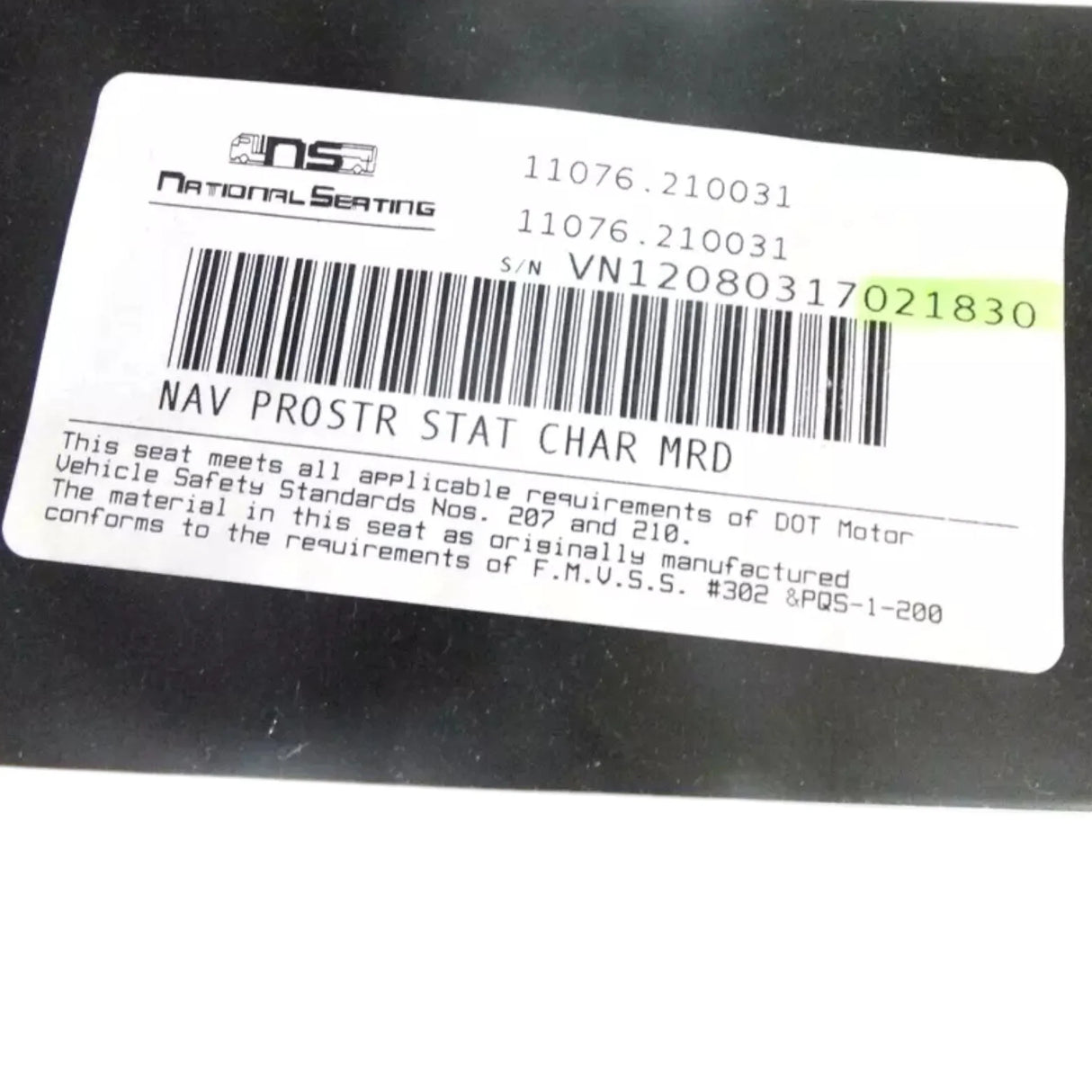 4046813C91 International Seat Passenger Static High Mordula Gray - Truck To Trailer