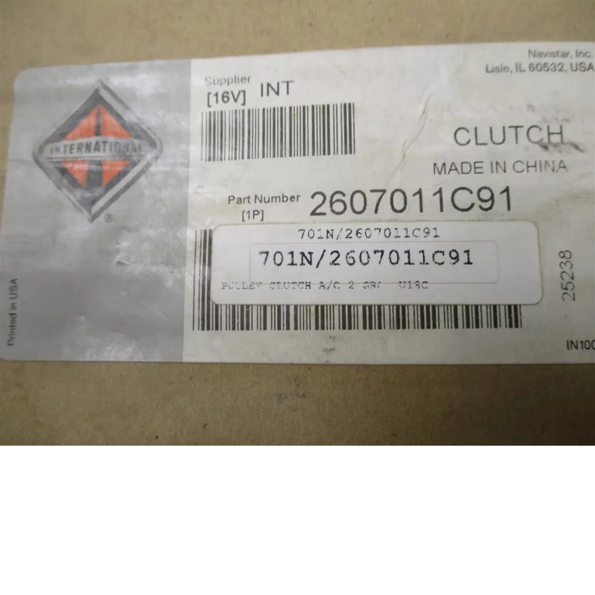 2607011C91 International AC Compressor Clutch 2 Groove Pulley - Truck To Trailer