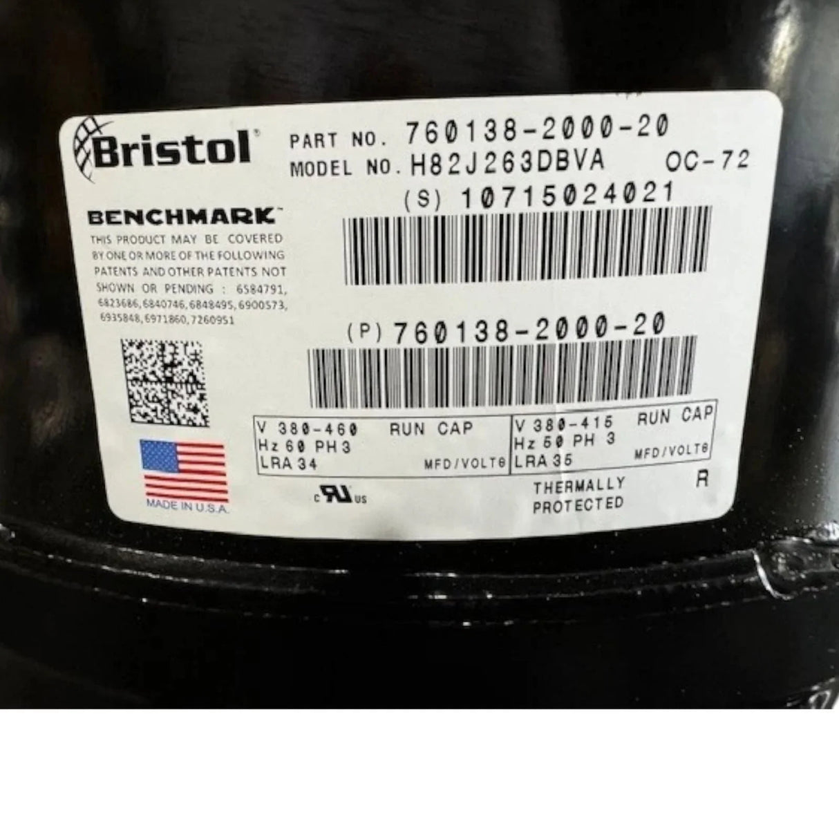 760138-2000-20 Genuine Bristol 2.5 Ton Compressor - Truck To Trailer