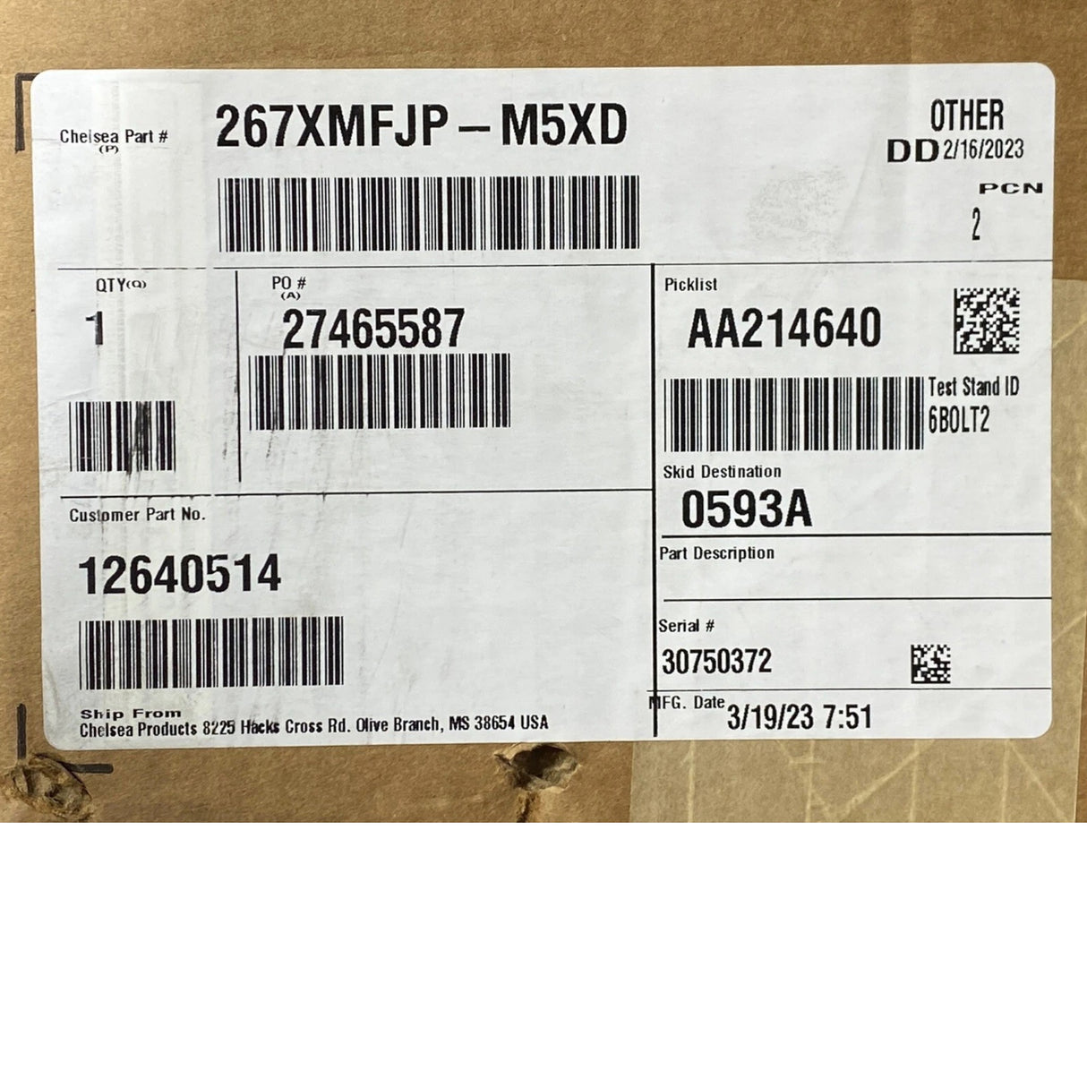 267XMFJP-M5XD Genuine Chelsea Power Take-Off