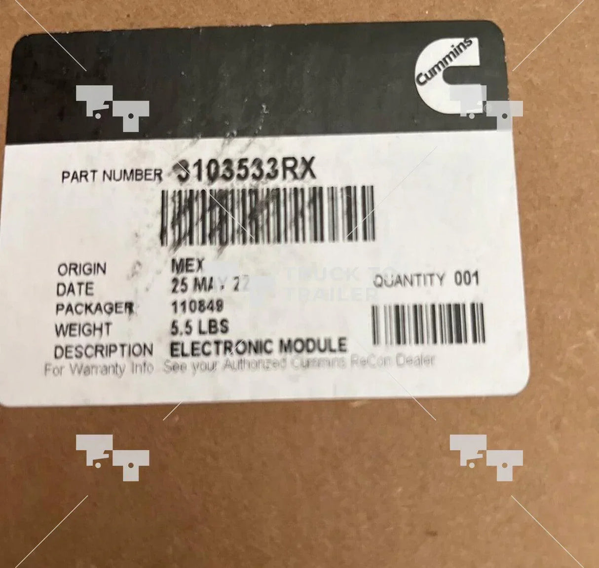 3103533NX Genuine Cummins Ecm Engine Control Module - Truck To Trailer