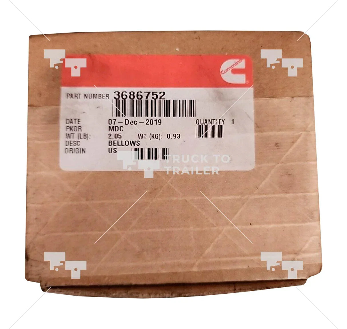 3682553 Oem Cummins Bellow Pipe - Truck To Trailer