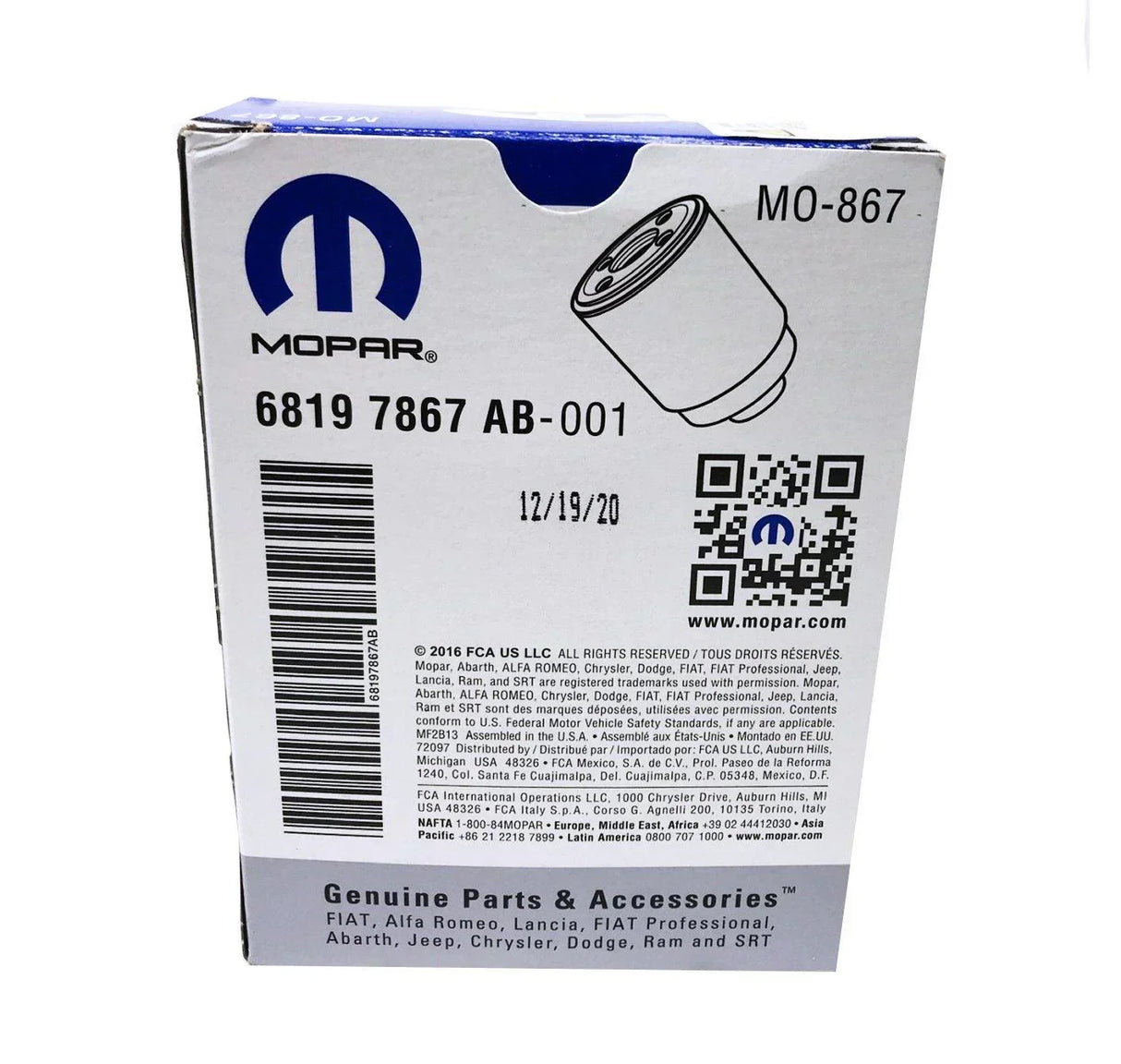 68197867aa Genuine Mopar Fuel Filter Water Separator Set - Truck To Trailer