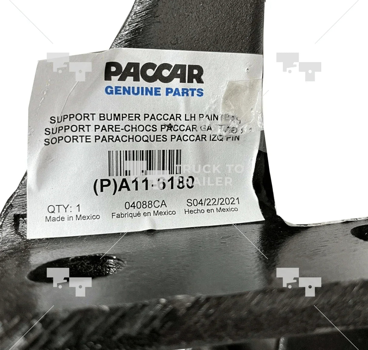 A116180 Genuine Paccar Left Bumper Bracket - Truck To Trailer