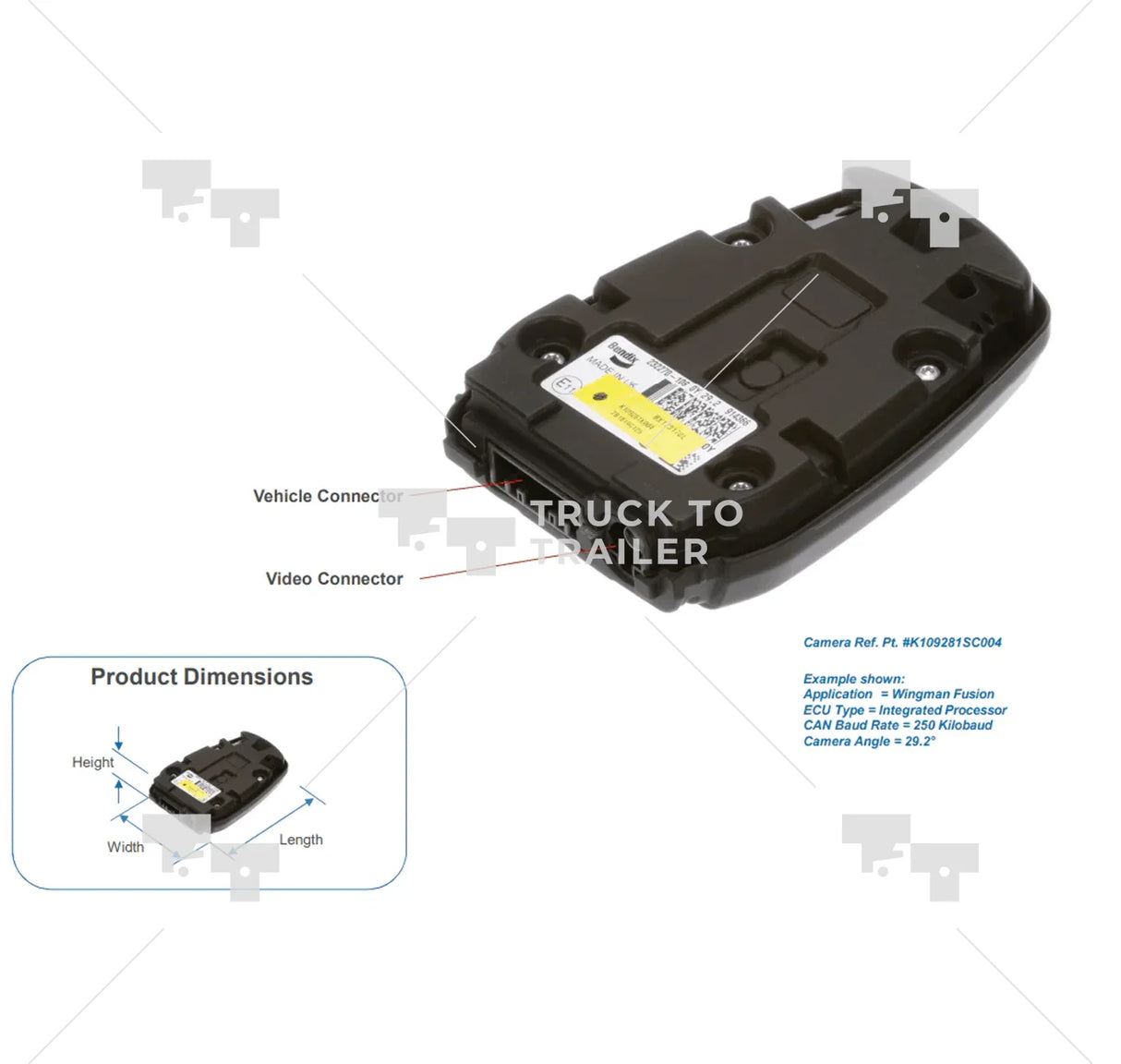 K109281Sc004 Oem Bendix Camera Flc20 - Truck To Trailer
