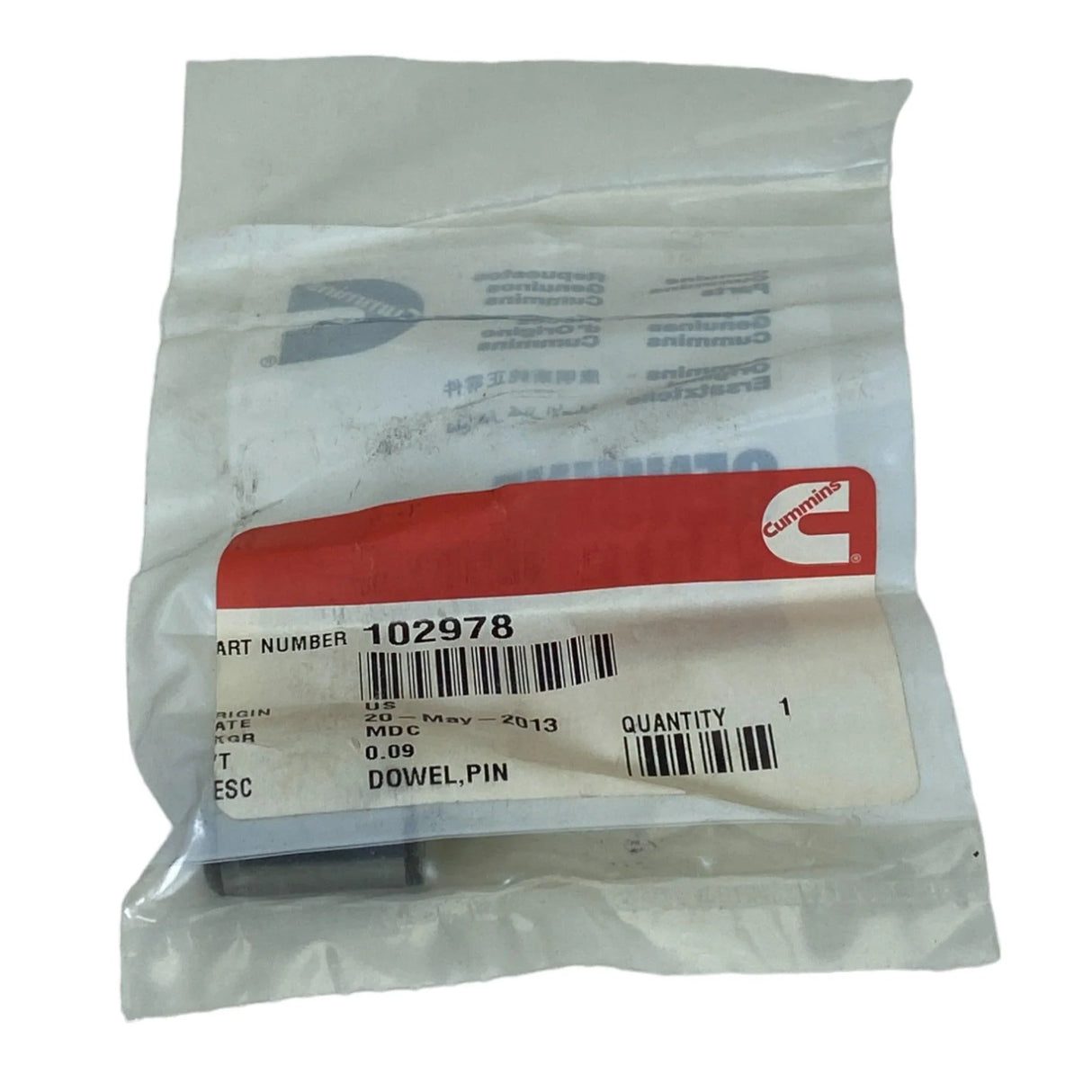 102978 Genuine Cummins Pin Dowel - Truck To Trailer