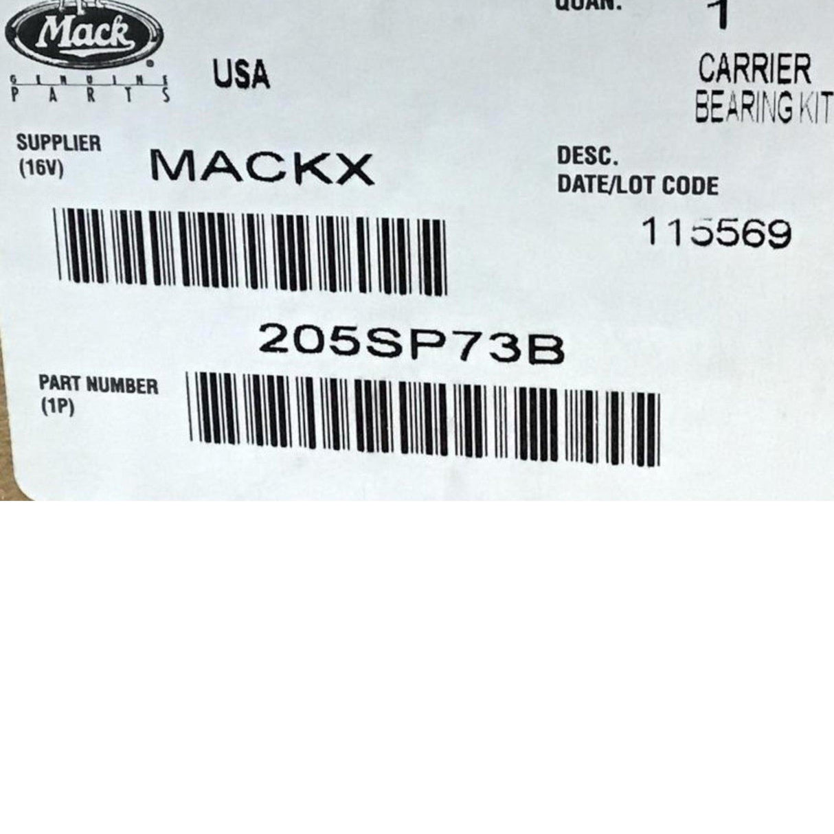 205SP73B Genuine Volvo/Mack Carrier Bearing Kit - Truck To Trailer