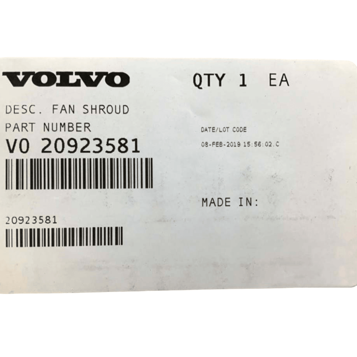 20923581 Genuine Volvo Fan Shroud - Truck To Trailer