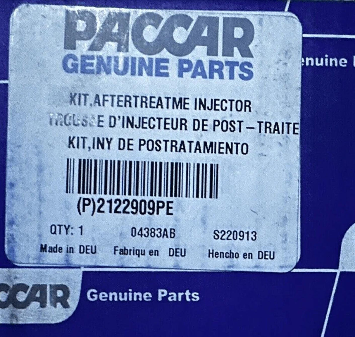 2122909Pe Genuine Paccar Aftertreatment Injector Kit - Truck To Trailer