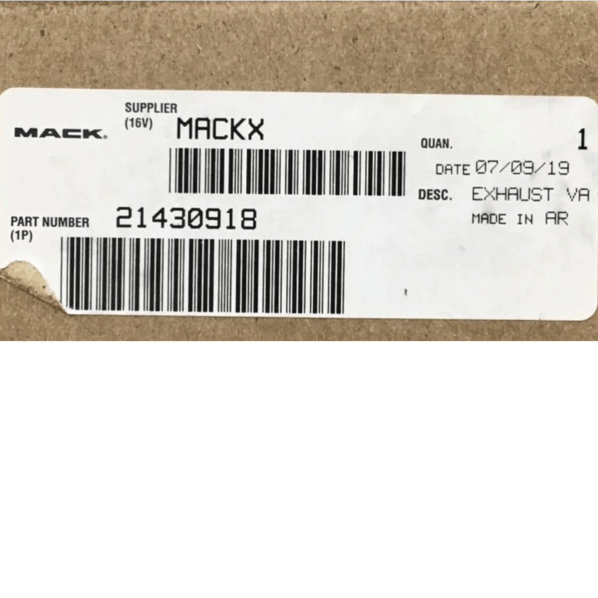 21430918 Genuine Mack Exhaust Valve - Truck To Trailer