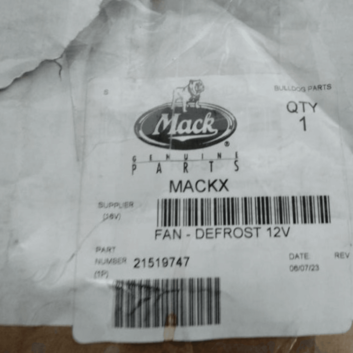 21519747 Genuine Mack Fan - Truck To Trailer