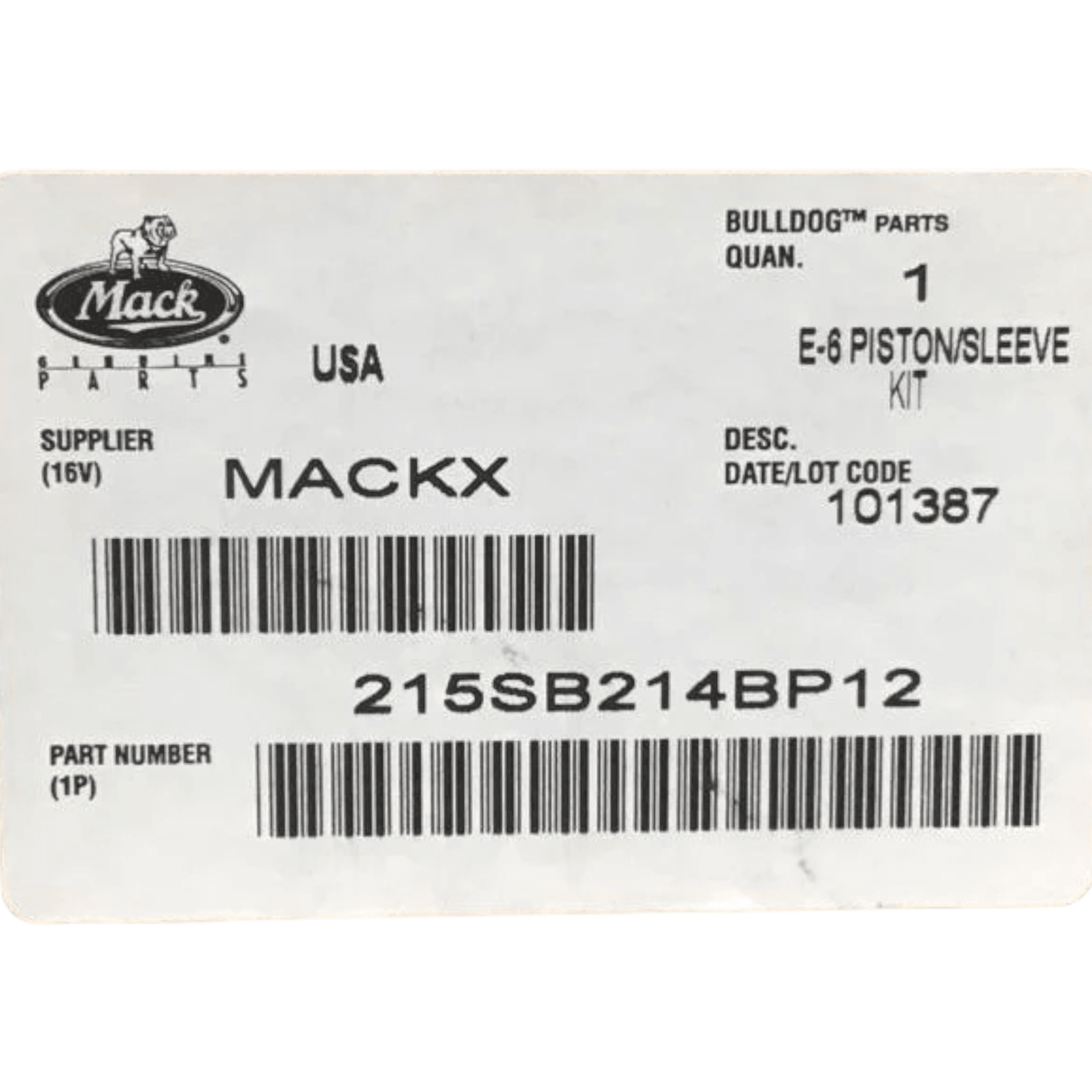 215SB214BP12 Genuine Volvo/Mack Liner Kit - Truck To Trailer