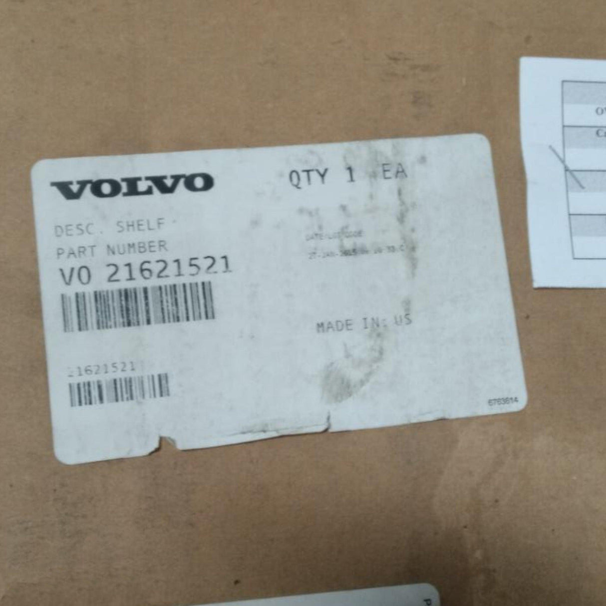 21621521 Genuine Volvo Shelf - Truck To Trailer