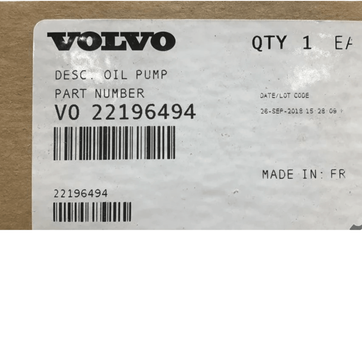 22196494 Genuine Volvo Oil Pump - Truck To Trailer