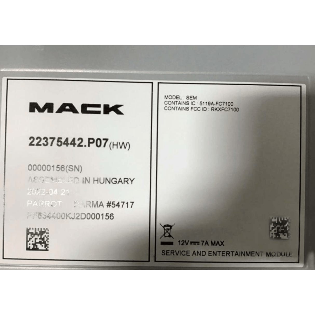 24004504 Genuine Mack Radio - Truck To Trailer