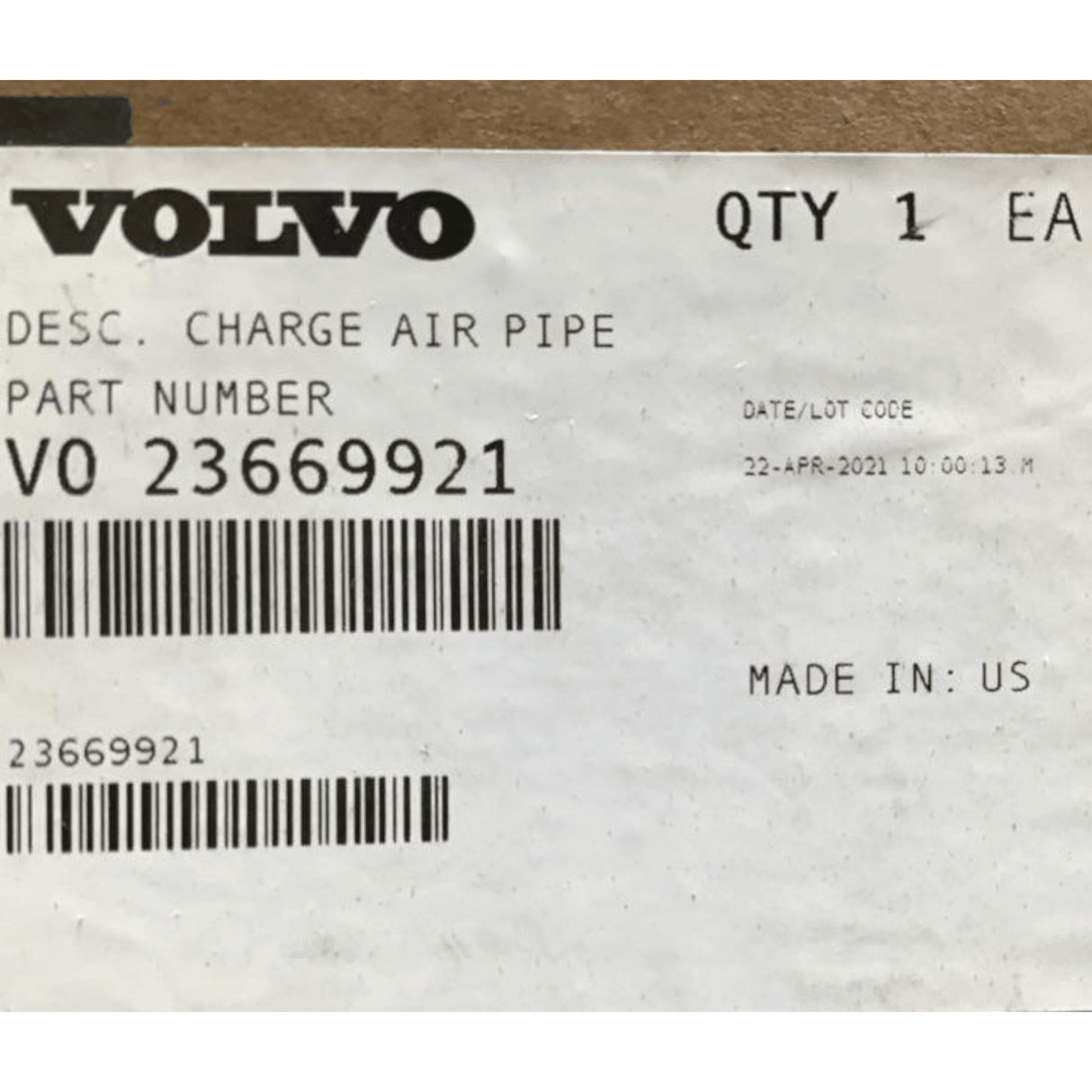 24018667 Genuine Volvo Charge Air Pipe - Truck To Trailer