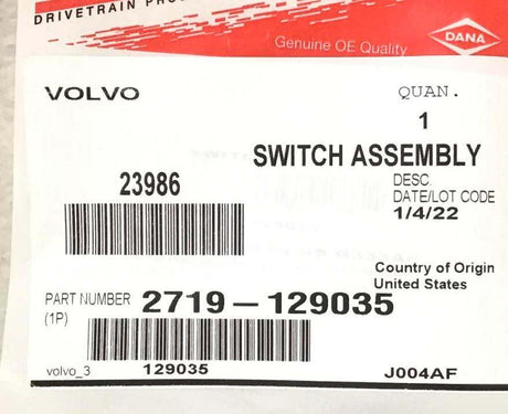 2719-129035 Genuine Mack Switch - Truck To Trailer