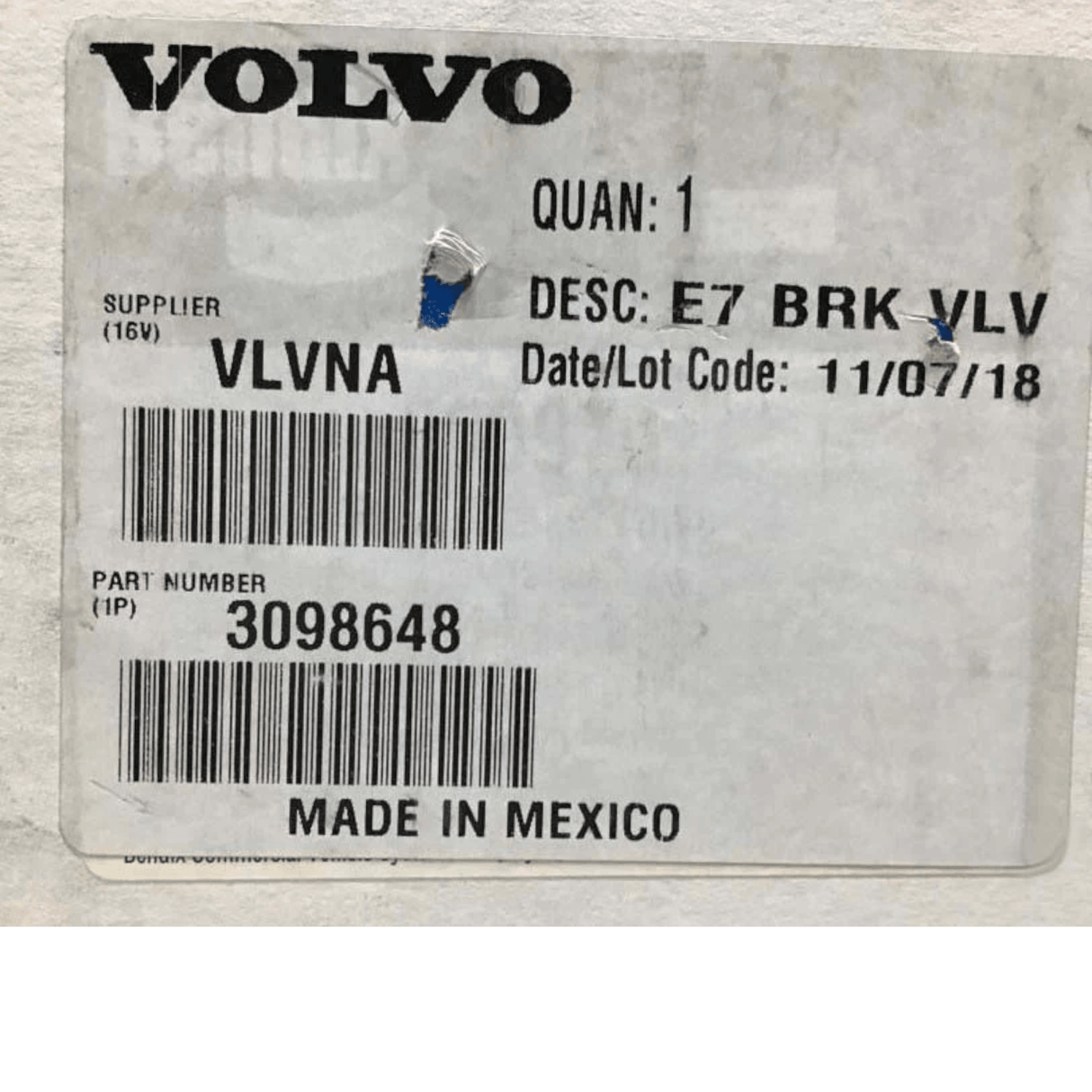 3098648 Genuine Volvo Valve - Truck To Trailer