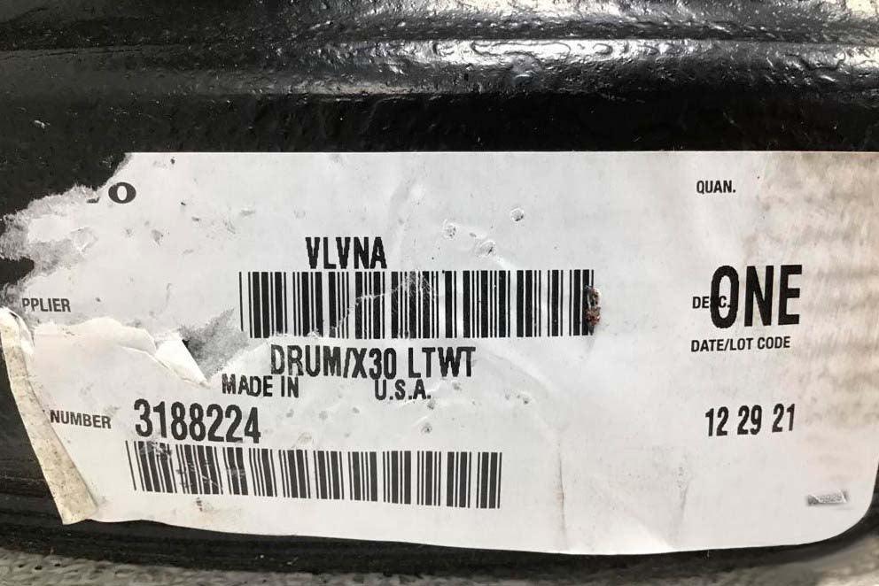 3188224 Genuine Volvo Brake Drum - Truck To Trailer