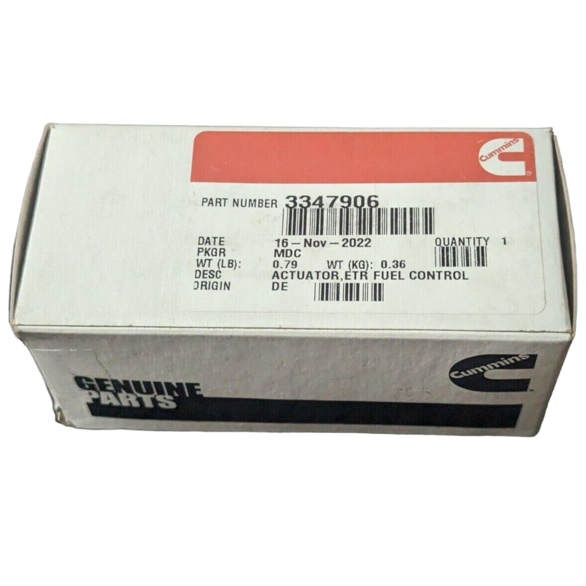 3347906 Genuine Cummins Electronic Fuel Control Actuator 3347906 Genuine Cummins Electronic Fuel Control Actuator
