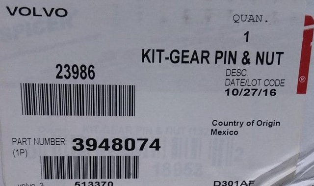 3948074 Genuine Volvo Kit Gear Pinion And Nut - Truck To Trailer