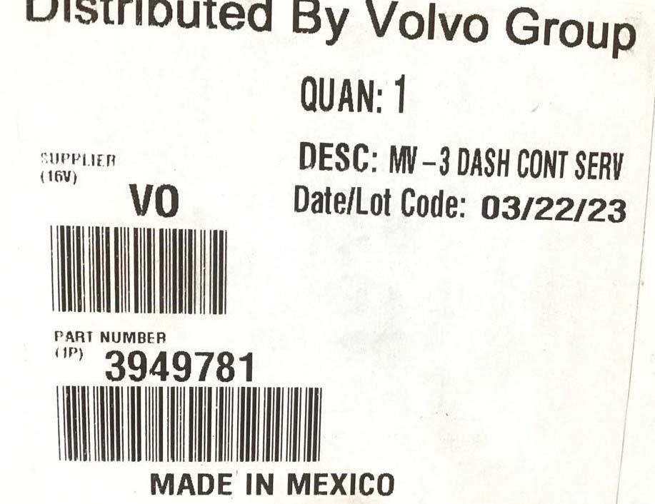 3949781 Genuine Volvo Dash Valve - Truck To Trailer