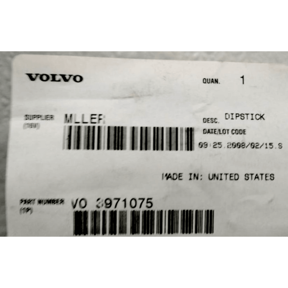 3971075 Genuine Volvo Dipstick - Truck To Trailer