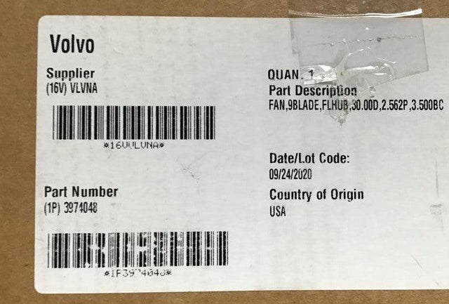 3974048 Genuine Volvo Fan Blade - Truck To Trailer