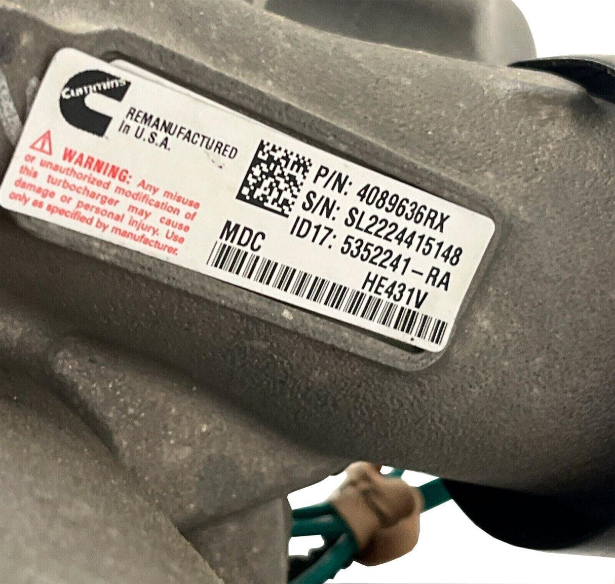 4089636Rx Genuine Cummins Turbocharger He431V
