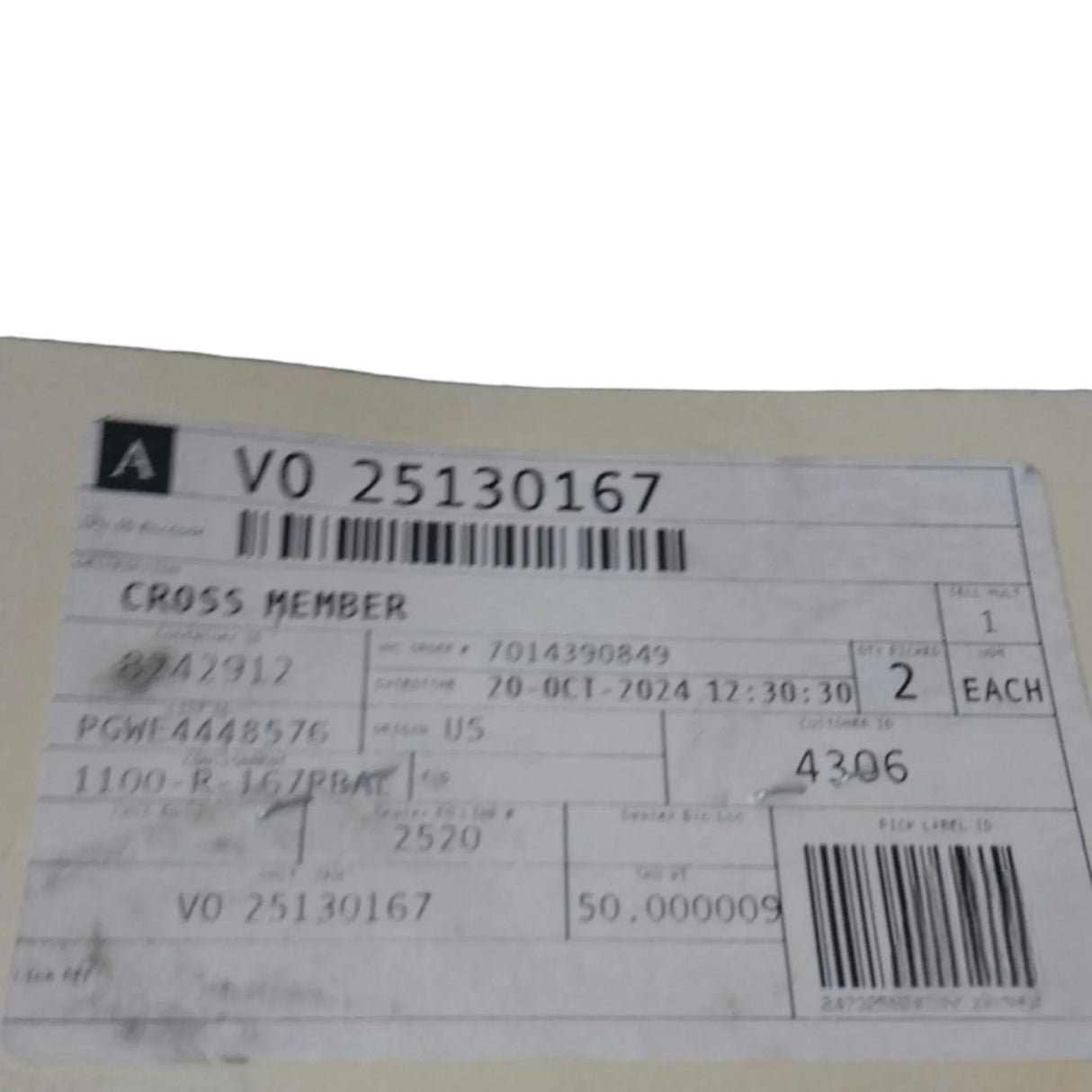 25130167 Genuine Mack Cross Member - Truck To Trailer