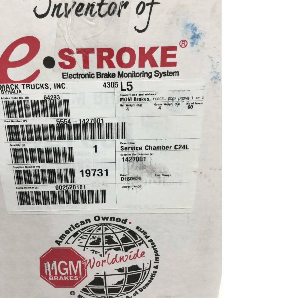 5554-1427001 Genuine Mack Chamber - Truck To Trailer