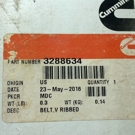 3288634 Genuine Cummins V Ribbed Belt - Truck To Trailer